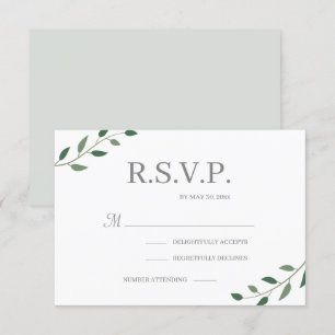 Eukalyptus Grün Blätter Elegante Hochzeits-RSVP Einladung