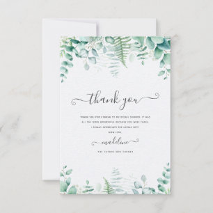Eukalyptus-Grün-Brautparty-Dankeskarten Karte