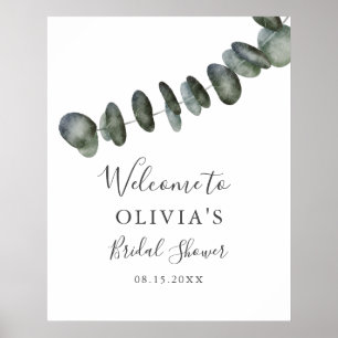 Eukalyptus-Grün-Brautparty-Willkommensschild Poster