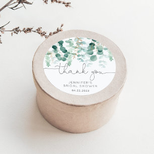 Eukalyptus Grün eleganter Braut Danke Runder Aufkleber