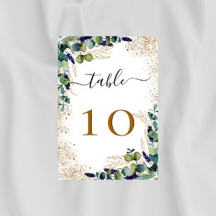 Eukalyptus Grün eleganter Glitter Gold Tischnummer