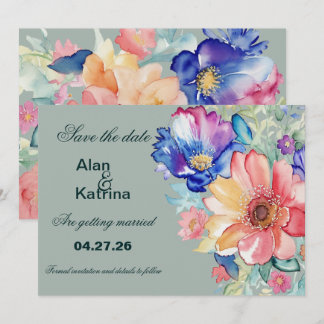 Eukalyptus-Grün-Floral-Modern-Save-the-Date-Karte Einladung