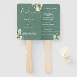 Eukalyptus-Grün Florales Grünzeug Hochzeitsprogram Fächer