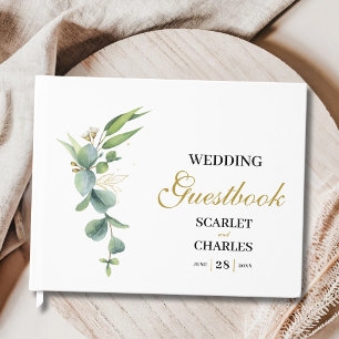 Eukalyptus-Grün Geometric Floral Hochzeit Gästebuch