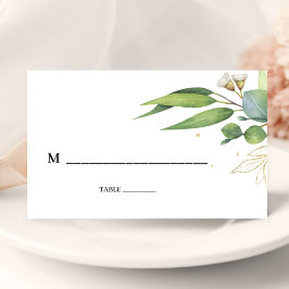 Eukalyptus-Grün Geometric Floral Hochzeit Platzkarte