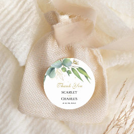 Eukalyptus-Grün Geometric Floral Hochzeit Runder Aufkleber
