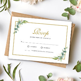 Eukalyptus-Grün Geometric Florale Hochzeit RSVP Karte