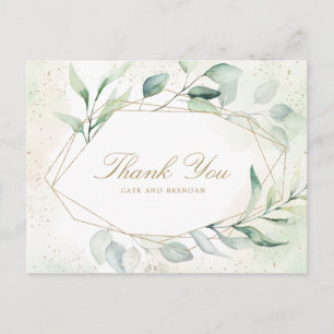 Eukalyptus-Grün Geometric Hochzeit Danke Postkarte