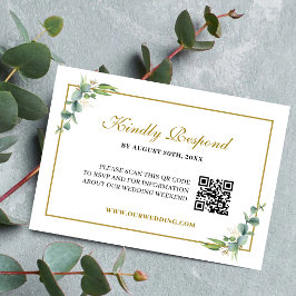 Eukalyptus-Grün Geometric Hochzeit QR-Code RSVP Karte