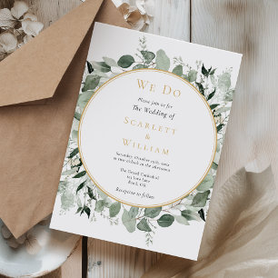 Eukalyptus Grün Gold Einfache Wir heiraten Hochzei Einladung