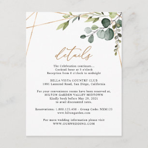 Eukalyptus Grün Gold Geometrische Details Hochzeit Begleitkarte