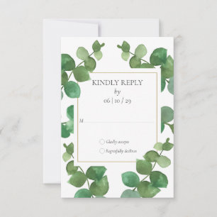 Eukalyptus-Grün Gold Geometrische Hochzeit RSVP Karte