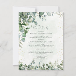 Eukalyptus Grün & Gold Hochzeits-Detailkarte 1001A Einladung