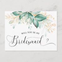 Eukalyptus grün Gold werden Sie meine Brautjungfra