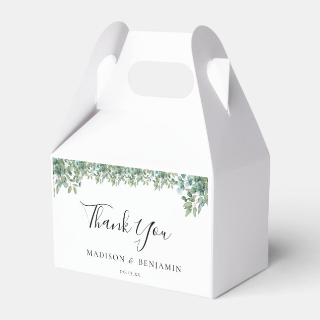 Eukalyptus-Grün-Hochzeit Geschenkschachtel (Vorderseite)