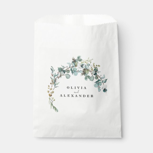 Eukalyptus-Grün-Hochzeit Geschenktütchen (Vorderseite)