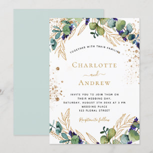 Eukalyptus-Grün - Hochzeit Glitzer Einladung