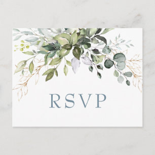 Eukalyptus-Grün-Hochzeit RSVP mit Essensauswahl Postkarte