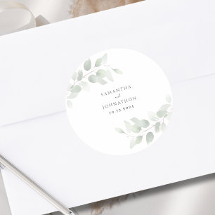 Eukalyptus-Grün-Hochzeit Runder Aufkleber