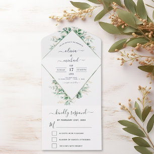 Eukalyptus-Grün-Hochzeit-Salbei-Grün All In One Einladung