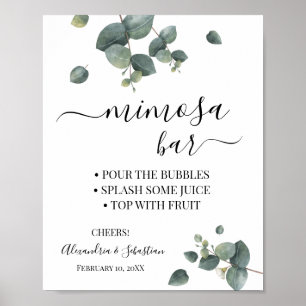 Eukalyptus-Grün Mimosa-Bar-Brautjungfernabschied-S Poster