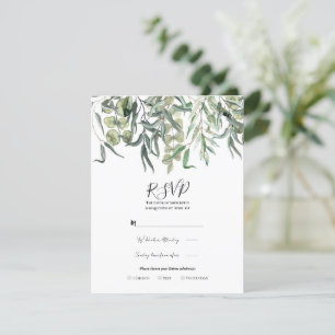 Eukalyptus Grün Minimal Hochzeit RSVP  Einladung