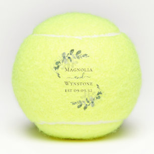 Eukalyptus-Grün-Monogramm-Hochzeit Tennisbälle