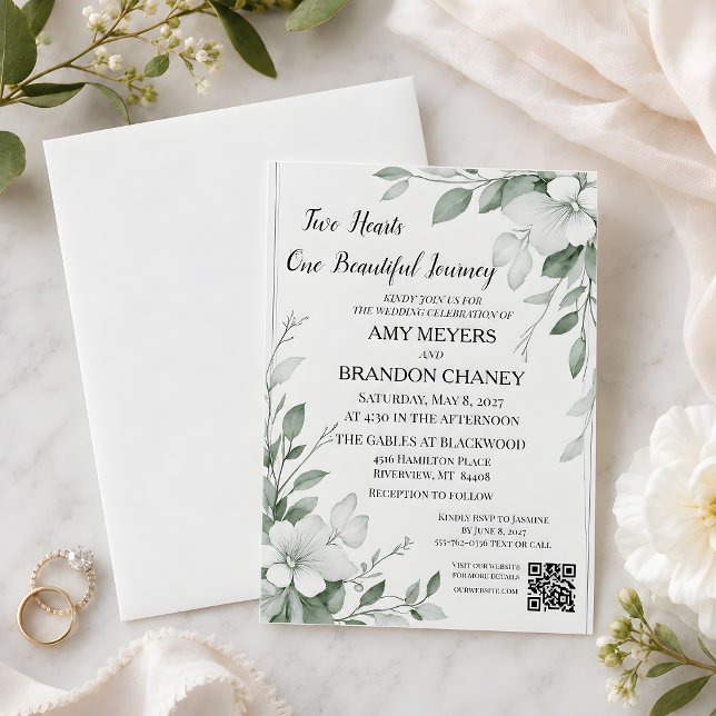 Eukalyptus Grün Zwei Herzen Einladung (Eucalyptus Greenery Two Hearts Invitation)