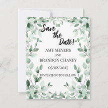 Eukalyptus-Grün Zwei Herzen Save-the-Date-Karte