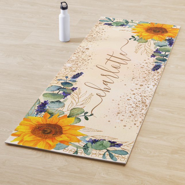 Eukalyptus-Grünblumen Glitzer Staub Yogamatte (Beispiel)