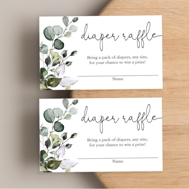 Eukalyptus-Grüne Babydusche-Windeln-Gewinnkarte Begleitkarte (Von Creator hochgeladen)
