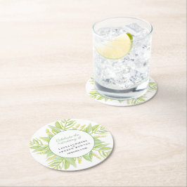 Eukalyptus-grüne Blätter Aquarellfarben Runder Pappuntersetzer