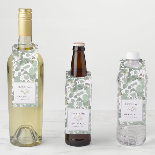 Eukalyptus Grüne Blüten Hochzeiten Flaschenanhänger (Beispiel)