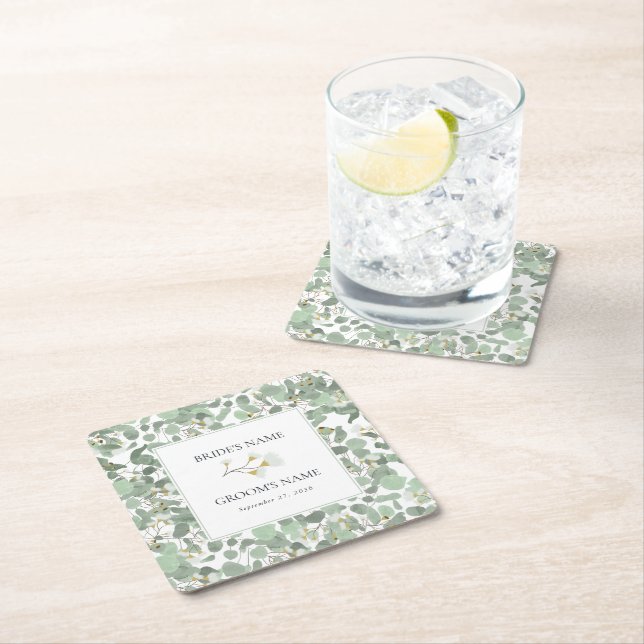 Eukalyptus Grüne Blüten Hochzeiten Rechteckiger Pappuntersetzer (Vor Ort)