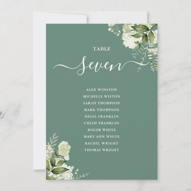 Eukalyptus Grüne Blütensitzplan Tischnummer (Vorderseite)