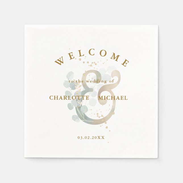 Eukalyptus-Grüne Serviette (Vorderseite)