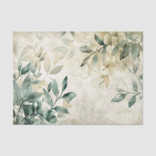 Eukalyptus-Grüne Wasserfarbe auf Creme Decoupage Seidenpapier