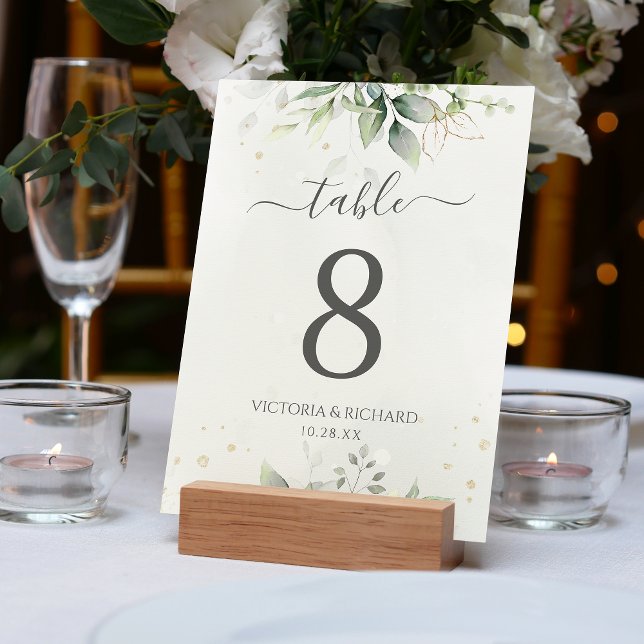 Eukalyptus - Grüne Weinkultur und Erde Tischnummer (A watercolor eucalyptus greenery design makes this table number a beautiful choice.)