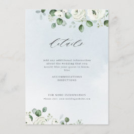 Eukalyptus-Grüne, weiße Blüte rustikale Hochzeit Begleitkarte