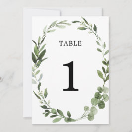 Eukalyptus-Grünkranz mit eleganten Tischnummern