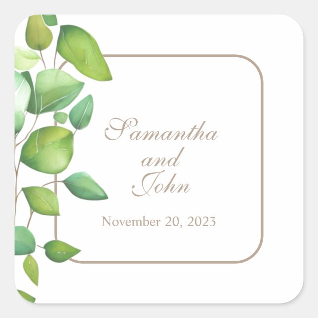 Eukalyptus-Grünpflanzen Quadratischer Aufkleber (Vorderseite)