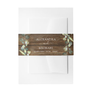 Eukalyptus-Grünwald Hochzeit Rustikales Landholz Einladungsbanderole