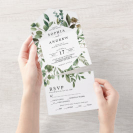 Eukalyptus Grünzeug Blätter Hochzeit Alles in Eine All In One Einladung