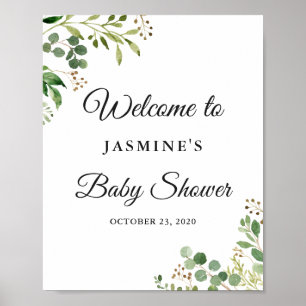 Eukalyptus Grünzeug Blätter Schickes Babyparty-Sch Poster