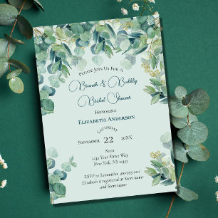 Eukalyptus-Grünzeug-Brunchen-Spritzige-Hochzeitsdu Einladung