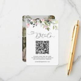 Eukalyptus Grünzeug Florales QR-Code & Foto Hochze Begleitkarte