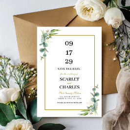 Eukalyptus-Grünzeug geometrische florale Hochzeit Save The Date