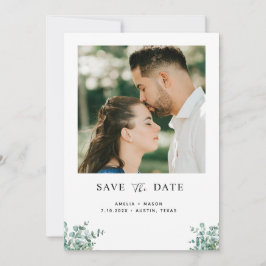 Eukalyptus-Grünzeug-Hochzeit Save The Date