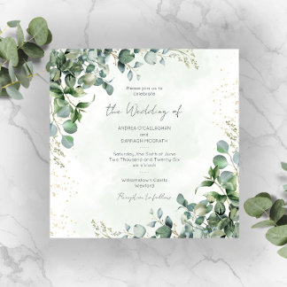 Eukalyptus Grünzeug Hochzeitseinladung Quadratisch Einladung