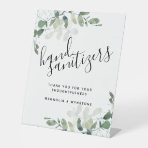Eukalyptus Hand Sanitizers Wedding Pedestal Sign Sockelschild